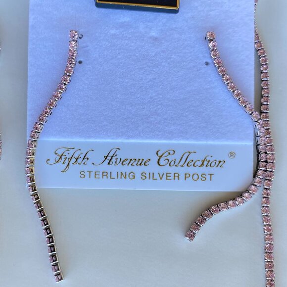 FAC CZ Pastel Pink Silver Tone Necklace & Earrings Set - Picture 4 of 6